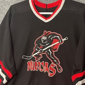 Vintage CCM Ninjas Hockey Jersey Black Red White Adult Large‎